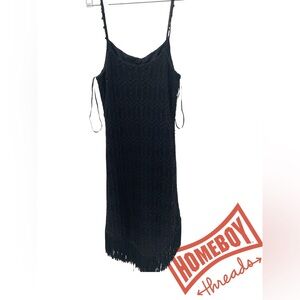 CDC Black Crochet Fringe Dress